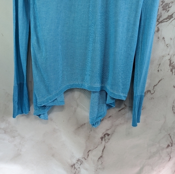 Chicos Ruana Womens 0 Small Blue Wrap Cardigan Topper Summer Tie Dye - Picture 7 of 10